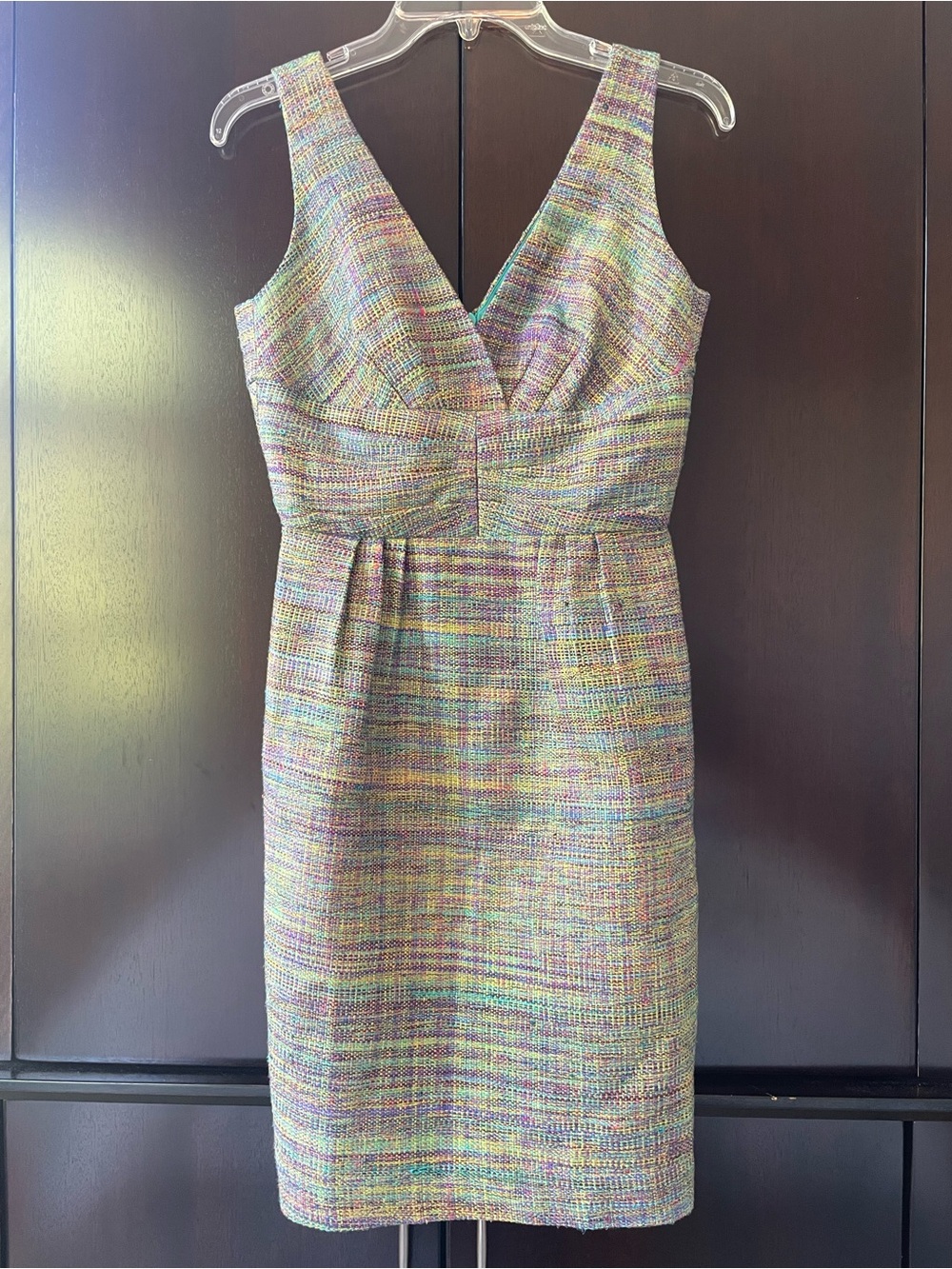 Trina Turk Concetta Multicolor Silk Tweed Midi Sheath Dress